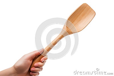 Wooden spatula on white background Stock Photo