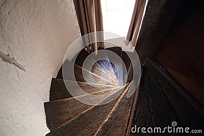 Wooden spiral stairs Stock Photo