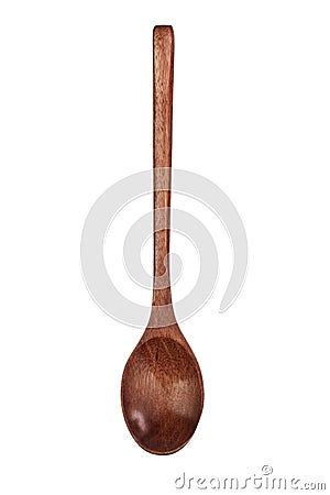 Wooden spoon made of bamboo, varnished and painted, isolated on a white background Stock Photo