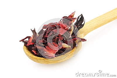 Wooden spoon with Sudanese rose Stock Photo