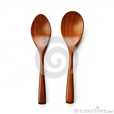 wooden spoons on white background generative AI Stock Photo