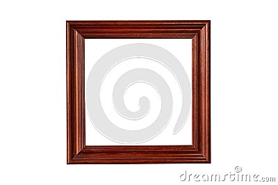 Wooden square mahogany frame isolated on white background Stock Photo