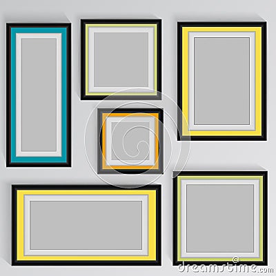 Wooden square picture frames color rainbow set for your web design Vector Illustration
