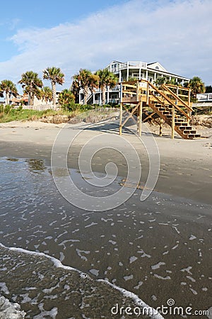 Wooden stair to the beach Stock Photo