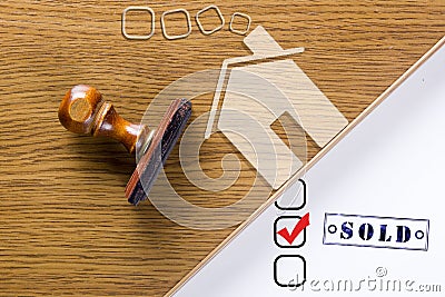 Wooden stamp for documents Stock Photo