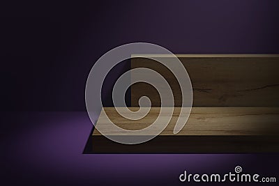 Wooden stand for display, luxury wooden porduct stand, empty wooden podium, concept stage showcase scene, 3D rendering Stock Photo