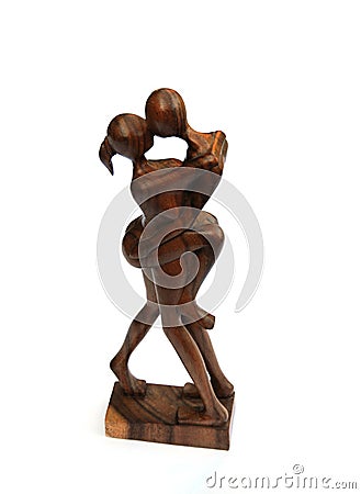 Wooden statue on white Stock Photo