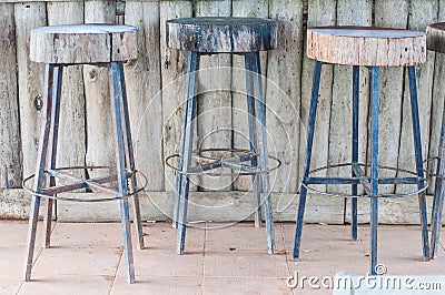 Wooden steel legs simplistic bar chair Stock Photo