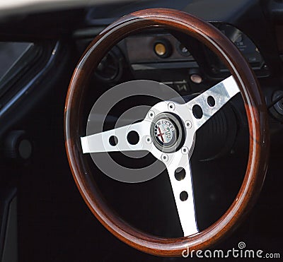 Wooden steering wheel Editorial Stock Photo