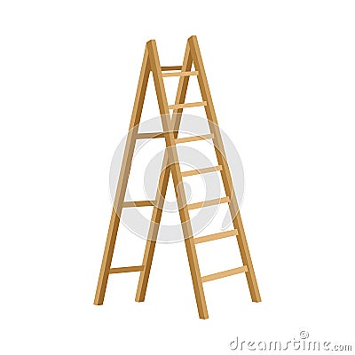 Wooden Step Folding Ladder Vector Illustration On White Background Vector Illustration