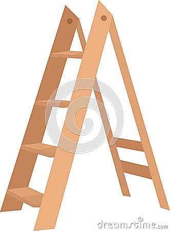Wooden Step Ladder Vector Illustration