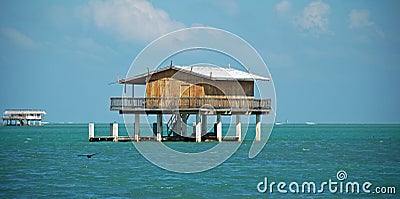 Wooden Stilt House in Stiltsville Florida Stock Photo