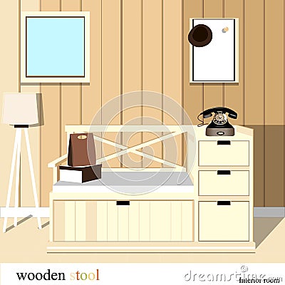 Wooden stool Vector Illustration