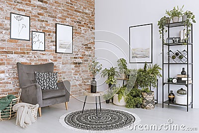 Relax room with grey armchair Stock Photo