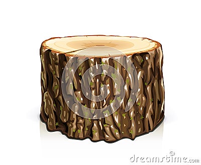 Wooden stump. Cut slice tree. Eps10 vector Cartoon Illustration