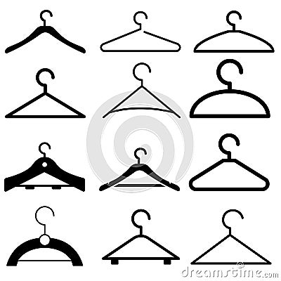 Wooden suit hanger vector icons set. Wooden icon. cloakroom illustration symbol collection. Vector Illustration