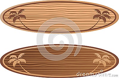 Wooden surf boards with hawaii concept Vector Illustration