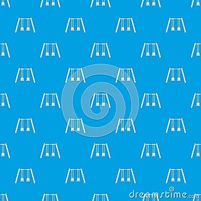 Wooden swings hanging on ropes pattern seamless blue Vector Illustration