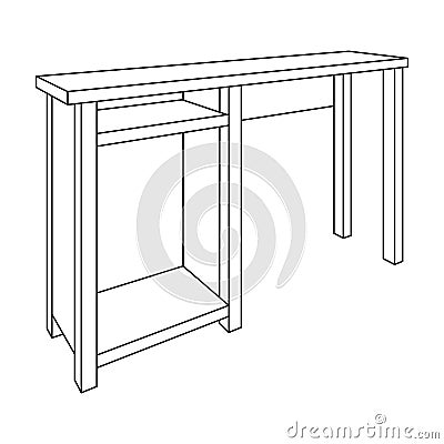 Wooden table legs.Table for drawing pictures.Table with drawers sketch icon for infographic, website or app.Bedroom Vector Illustration