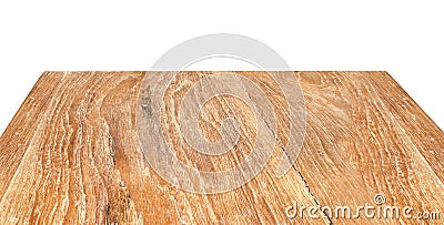 Wooden table perspective isolated on white background Stock Photo