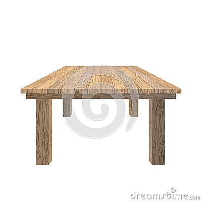 Wooden table. Tabletop wood texture. Old desk on white Vector Illustration