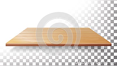 Wooden Table Top, Floor, Wall Shelf Vector. Realistic Wood Texture Isolated. Vector Illustration