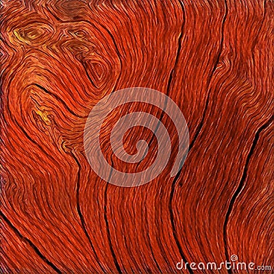 Wooden texture close up photo. Red wood background. Rustic timber digital illustration Cartoon Illustration