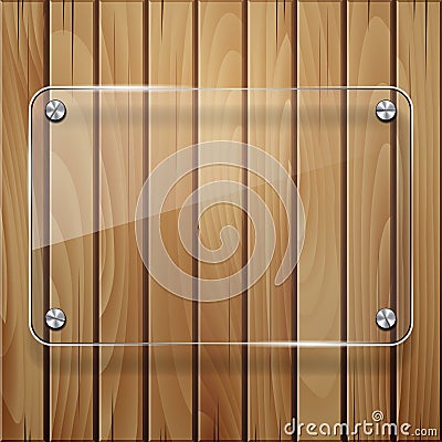 Wooden texture with glass framework. Vector Illustration