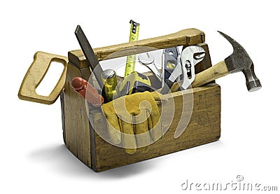 Wooden Tool Box Stock Photo