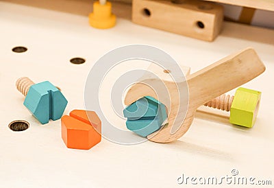 Wooden tool toys Stock Photo