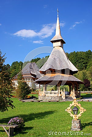 Wooden tower at barsana monastery Stock Photo