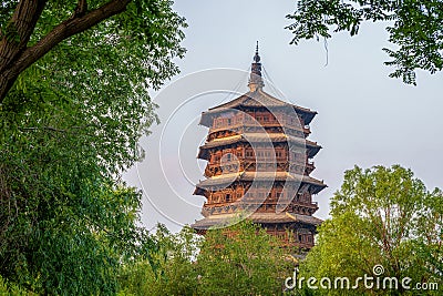 Wooden tower ( Sakya pagoda ), Yingxian County Stock Photo
