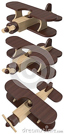 Wooden toy airplane Cartoon Illustration