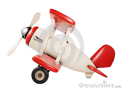 Wooden toy airplane slide view. 3D render illustration isolated Cartoon Illustration