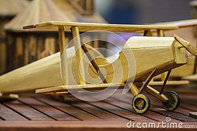 Wooden toy plane Stock Photo