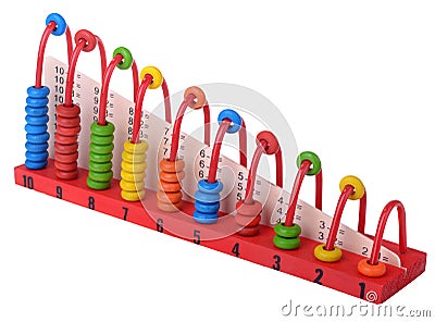 Wooden toy scores colorful blocks Stock Photo