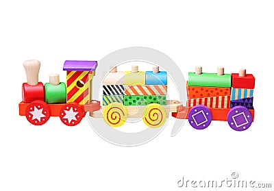 wooden toy train for children Stock Photo