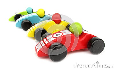 Wooden toys race cars Stock Photo