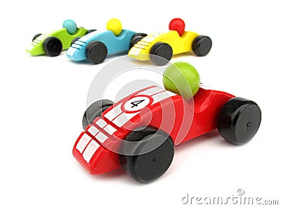 Wooden toys race cars Stock Photo