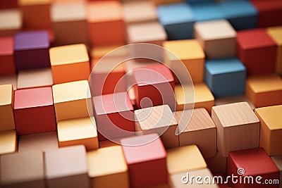 Wooden toys. Early development, play, learning. Children's room, nursery, playroo Stock Photo
