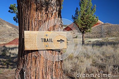 Wooden Trail Sign Stock Photo