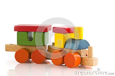 Wooden train Stock Photo