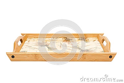 Wooden tray Stock Photo