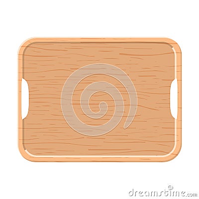 Wooden tray on white background. Top view. Vector Illustration