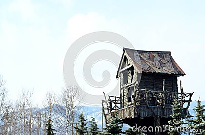 Wooden tree house Stock Photo