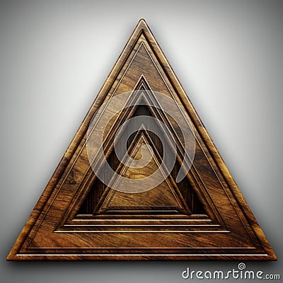 wooden triangle on a gray background Stock Photo