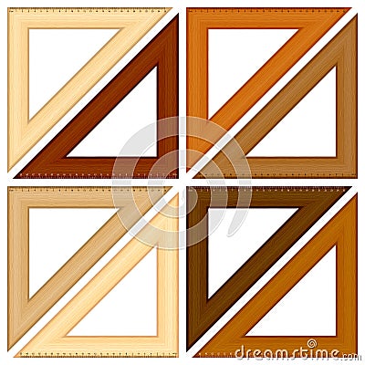 Wooden triangle ruler Vector Illustration