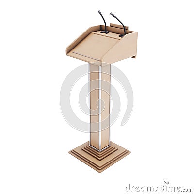 Wooden tribune isolated on white background. 3d rendering. Stock Photo