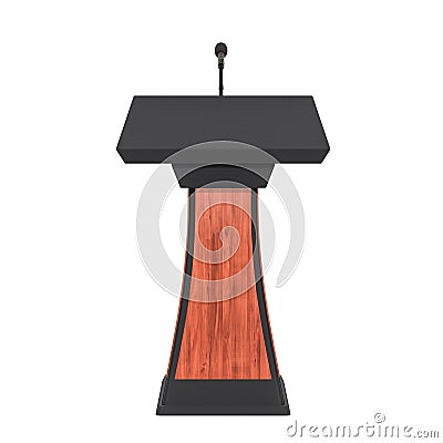 Wooden tribune with microphone, 3D rendering Stock Photo