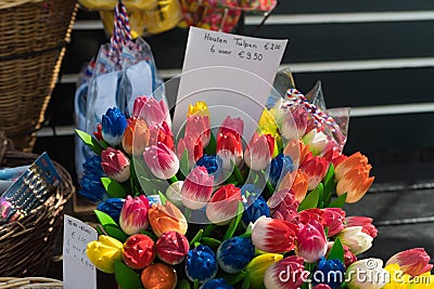 Wooden tulips in shop Editorial Stock Photo